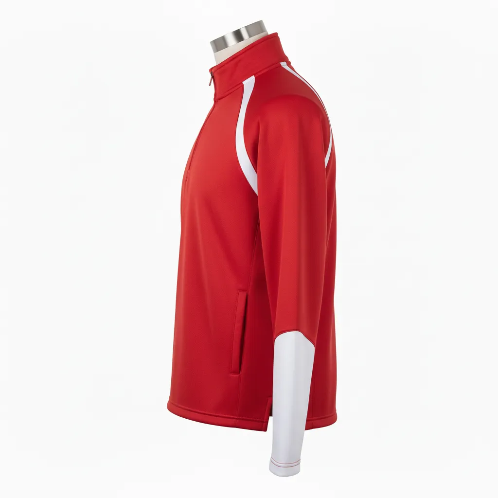 Custom Wrestling Quarter Zipper Warmup Jacket - White - Quarter Zip Jacket Cardinal Raglan - Side View - HAMCO Sports Inc.