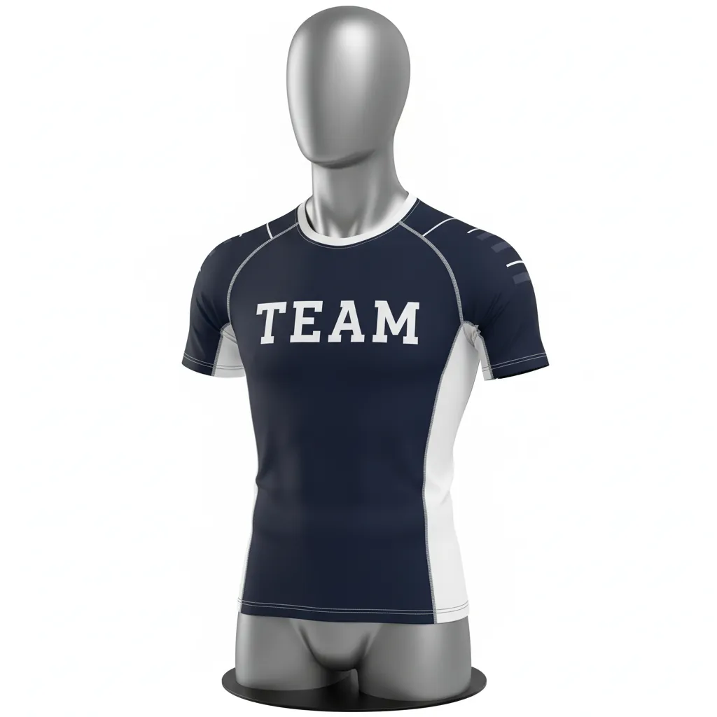 Custom Wrestling Short Sleeve Compression Shirt - Black, White - Short Sleeve Compression Shirt Side Stripe - Front View - HAMCO Sports Inc.