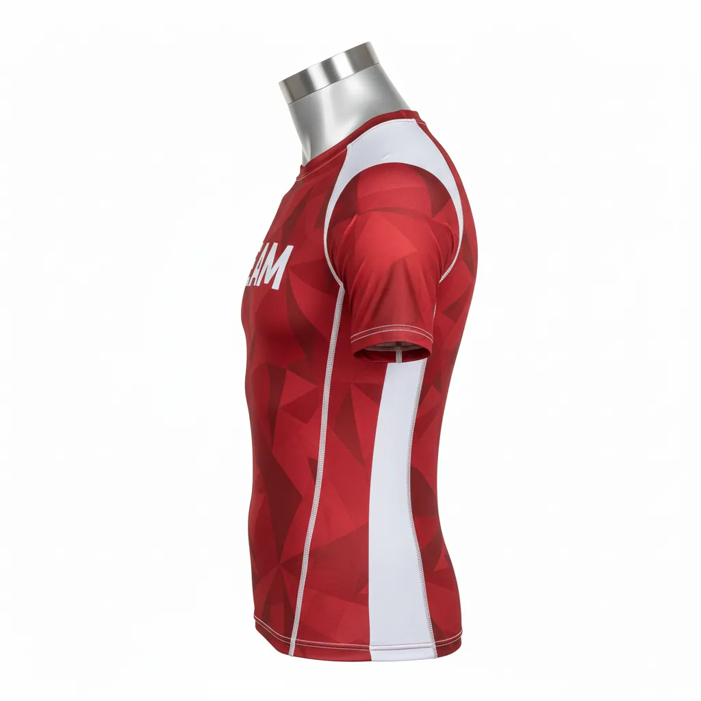 Custom Wrestling Short Sleeve Compression Shirt - White - Short Sleeve Compression Shirt Cardinal Shoulder Panel - Side View - HAMCO Sports Inc.