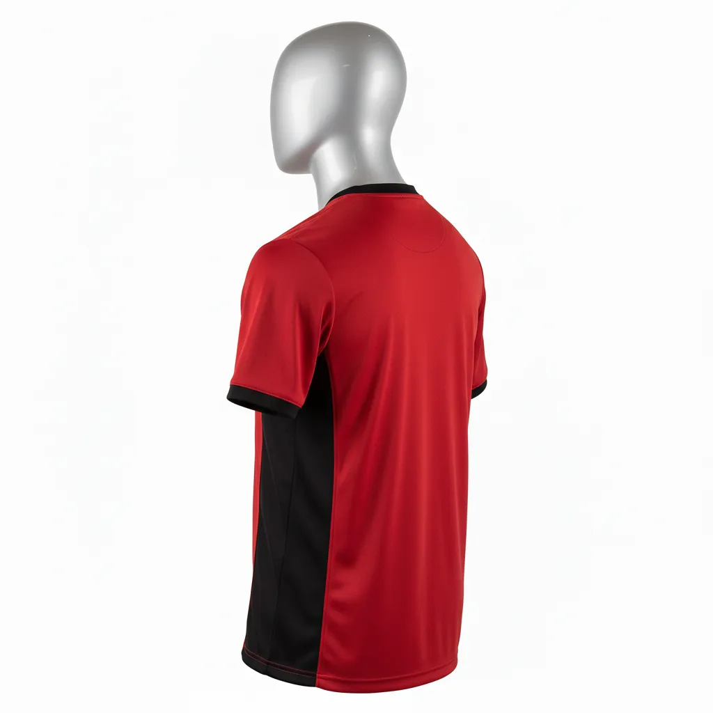 Custom Wrestling Short Sleeve Performance Shirt - Black - Short Sleeve Performance Shirt Cardinal Side Panel - Back View - HAMCO Sports Inc.