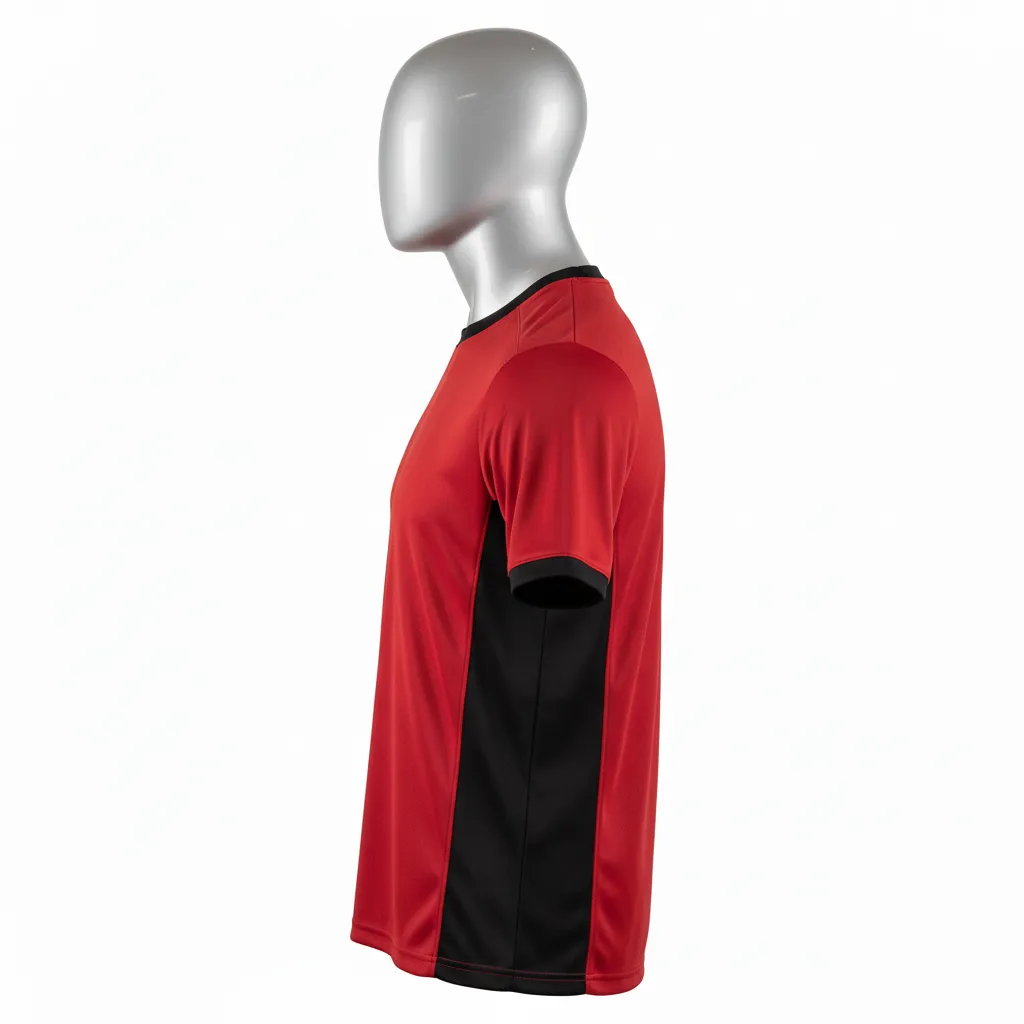 Custom Wrestling Short Sleeve Performance Shirt - Black - Short Sleeve Performance Shirt Cardinal Side Panel - Side View - HAMCO Sports Inc.