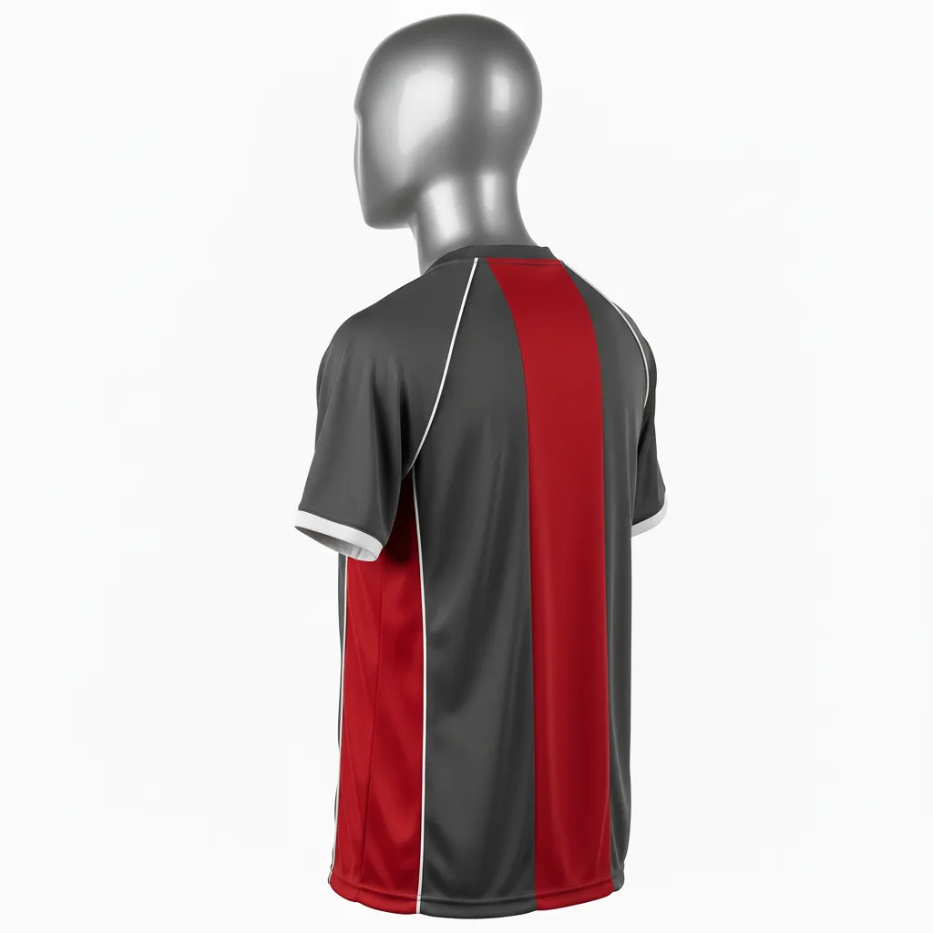 Custom Wrestling Short Sleeve Performance Shirt - Red - Short Sleeve Performance Shirt Charcoal Side Panel - Back View - HAMCO Sports Inc.