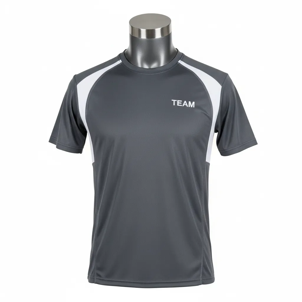 Custom Wrestling Short Sleeve Performance Shirt - White - Short Sleeve Performance Shirt Charcoal Shoulder Panel - Front View - HAMCO Sports Inc.