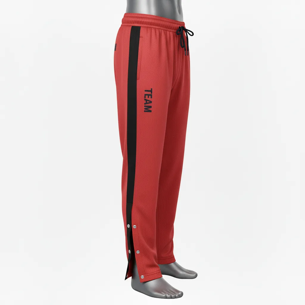 Custom Wrestling Tear Away Warmup Pant - Black - Tearaway Pants Cardinal Snap Panel - Side View - HAMCO Sports Inc.