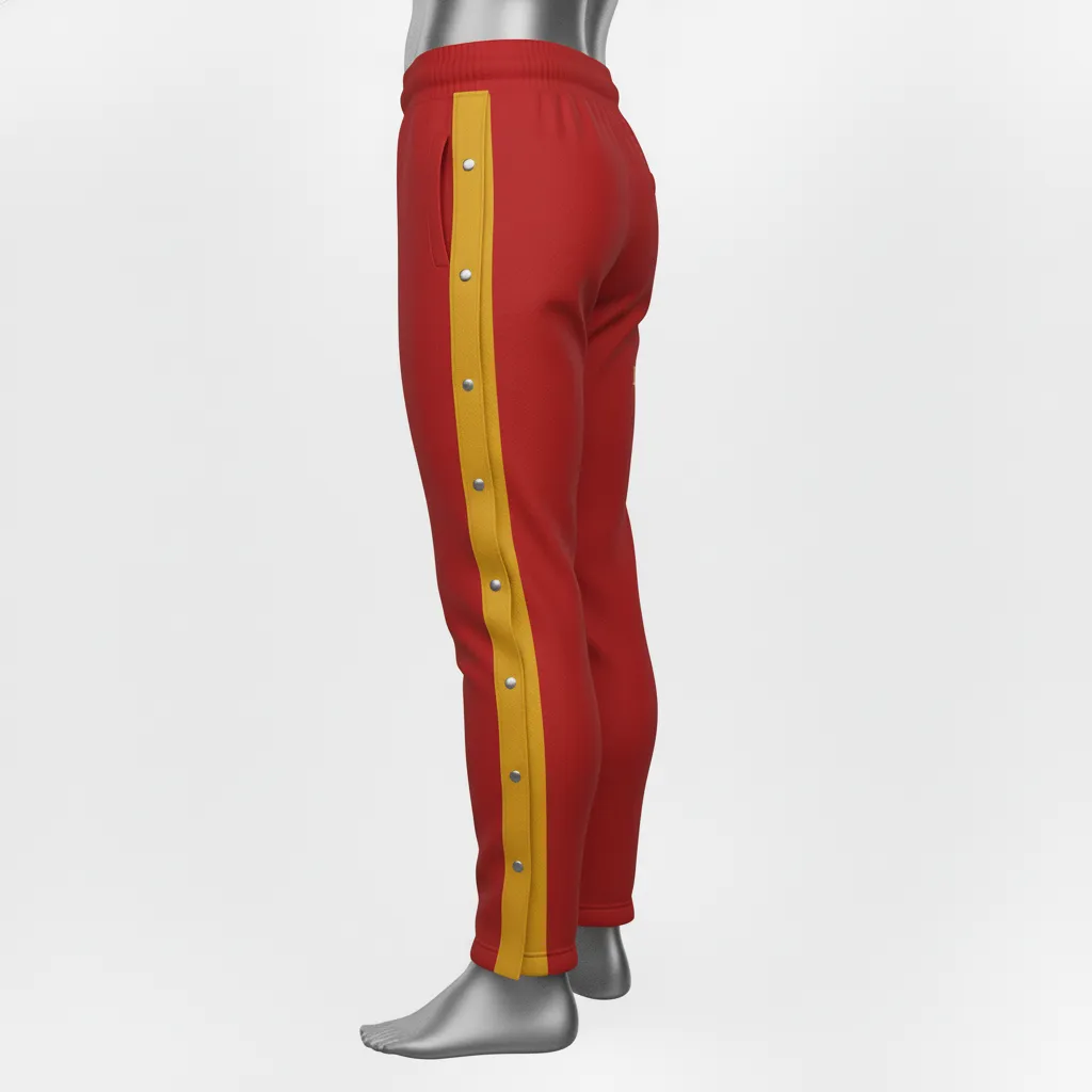 Custom Wrestling Tear Away Warmup Pant - Gold - Tearaway Pants Cardinal Vegas Snap Panel - Back View - HAMCO Sports Inc.
