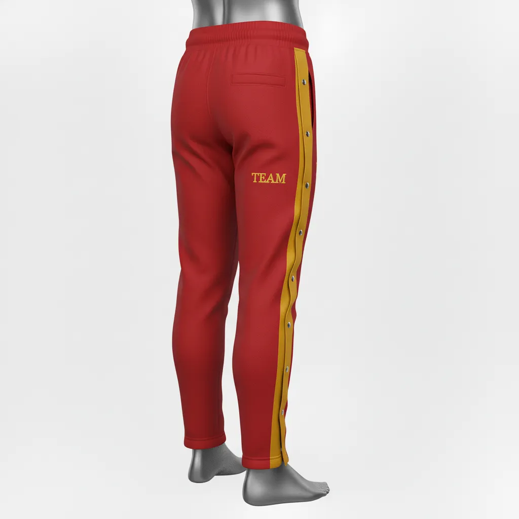Custom Wrestling Tear Away Warmup Pant - Gold - Tearaway Pants Cardinal Vegas Snap Panel - Front View - HAMCO Sports Inc.