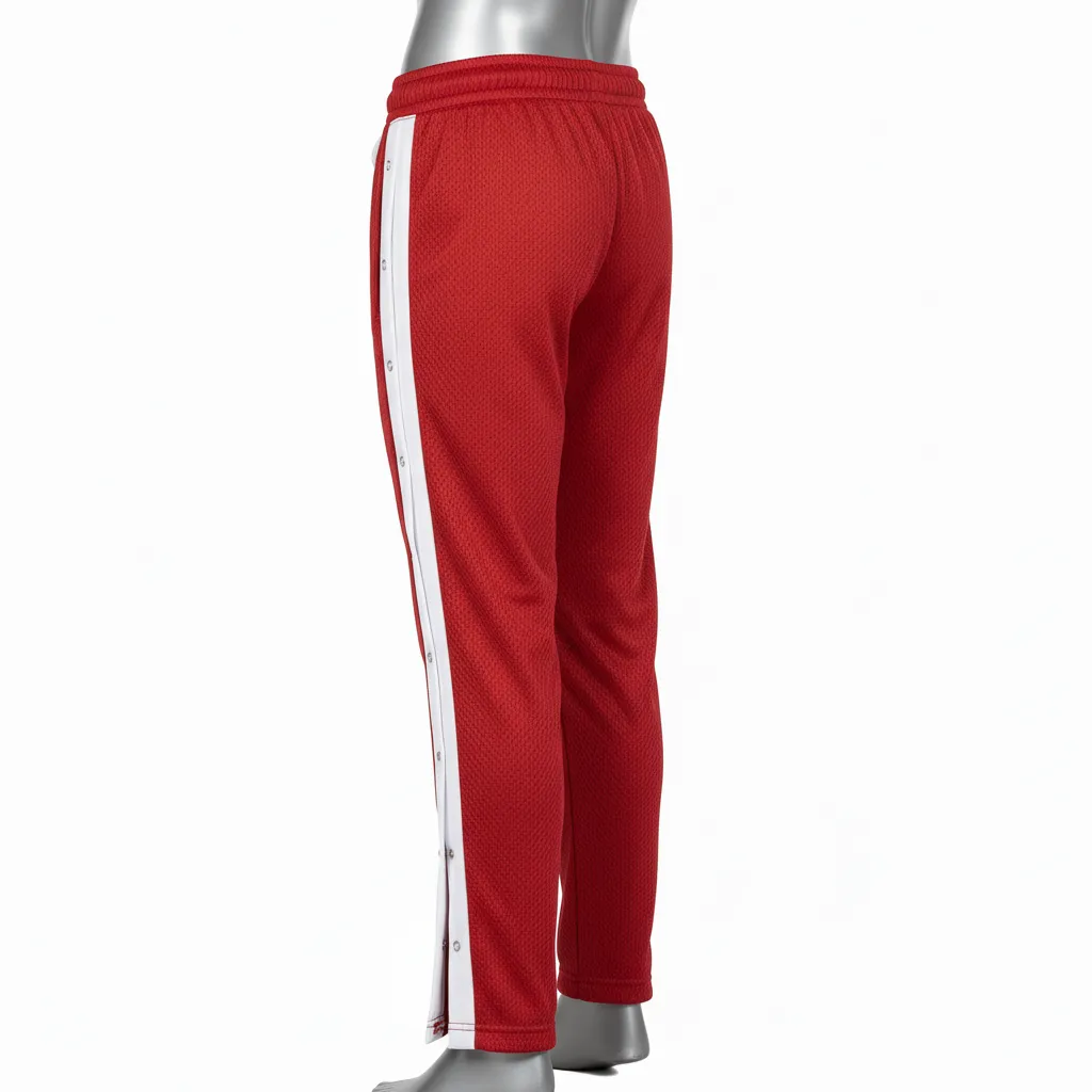 Custom Wrestling Tear Away Warmup Pant - White - Tearaway Pants Cardinal Snap Panel - Back View - HAMCO Sports Inc.