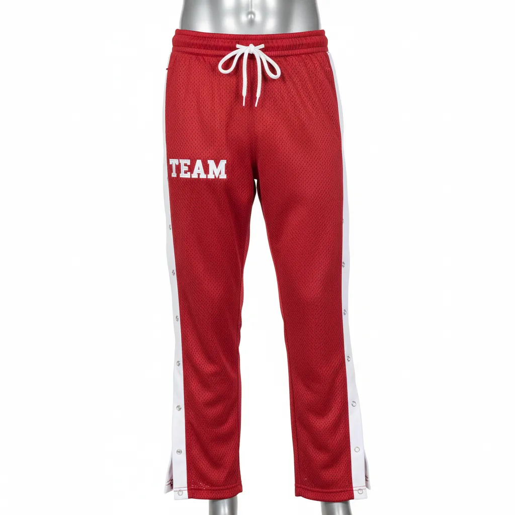 Custom Wrestling Tear Away Warmup Pant - White - Tearaway Pants Cardinal Snap Panel - Front View - HAMCO Sports Inc.