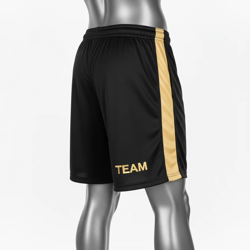 Custom Wrestling Training Shorts - Black, Gold - Training Shorts Vegas Side Panel - Back View - HAMCO Sports Inc.