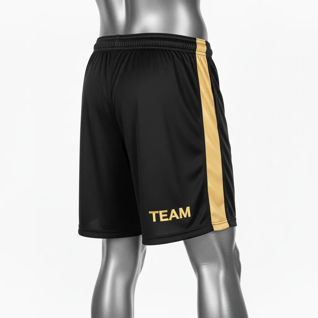 Custom Wrestling Training Shorts - Black, Gold - Training Shorts Vegas Side Panel - Front View - HAMCO Sports Inc.