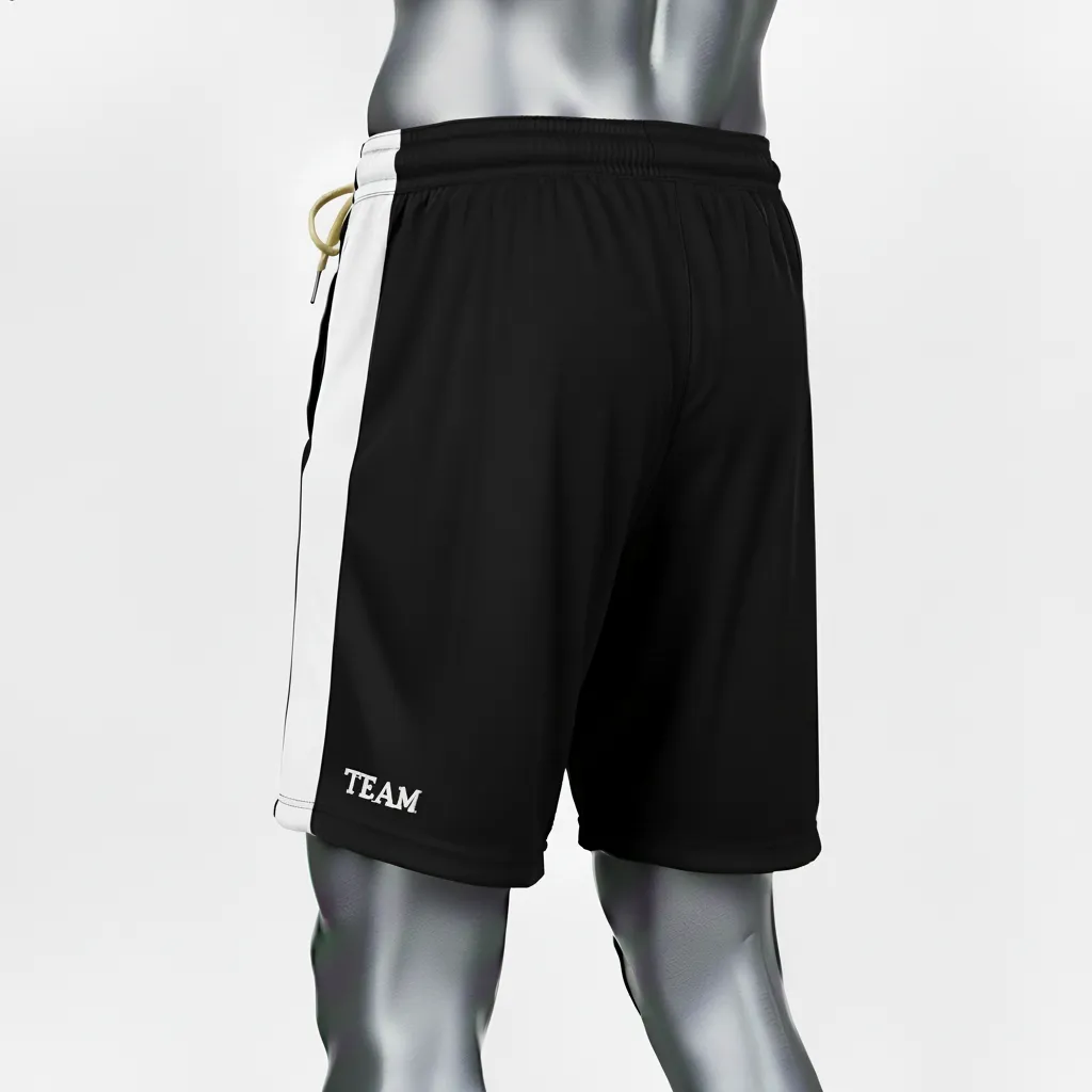 Custom Wrestling Training Shorts - Black, White - Training Shorts Side Stripe - Side View - HAMCO Sports Inc.