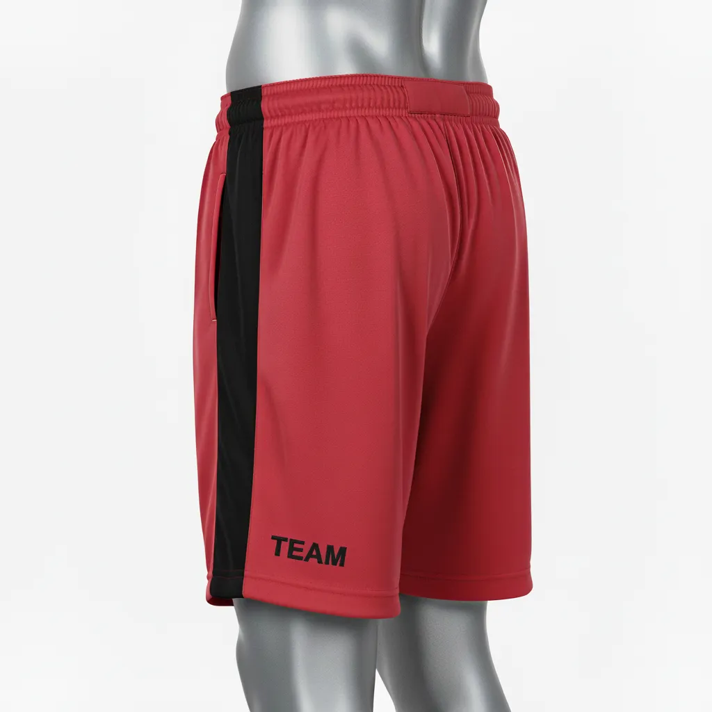 Custom Wrestling Training Shorts - Black - Training Shorts Cardinal Side Stripe - Back View - HAMCO Sports Inc.