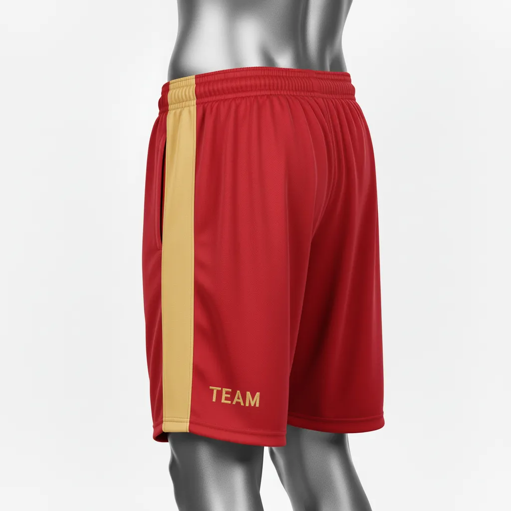 Custom Wrestling Training Shorts - Gold - Training Shorts Cardinal Vegas Side Stripe - Back View - HAMCO Sports Inc.