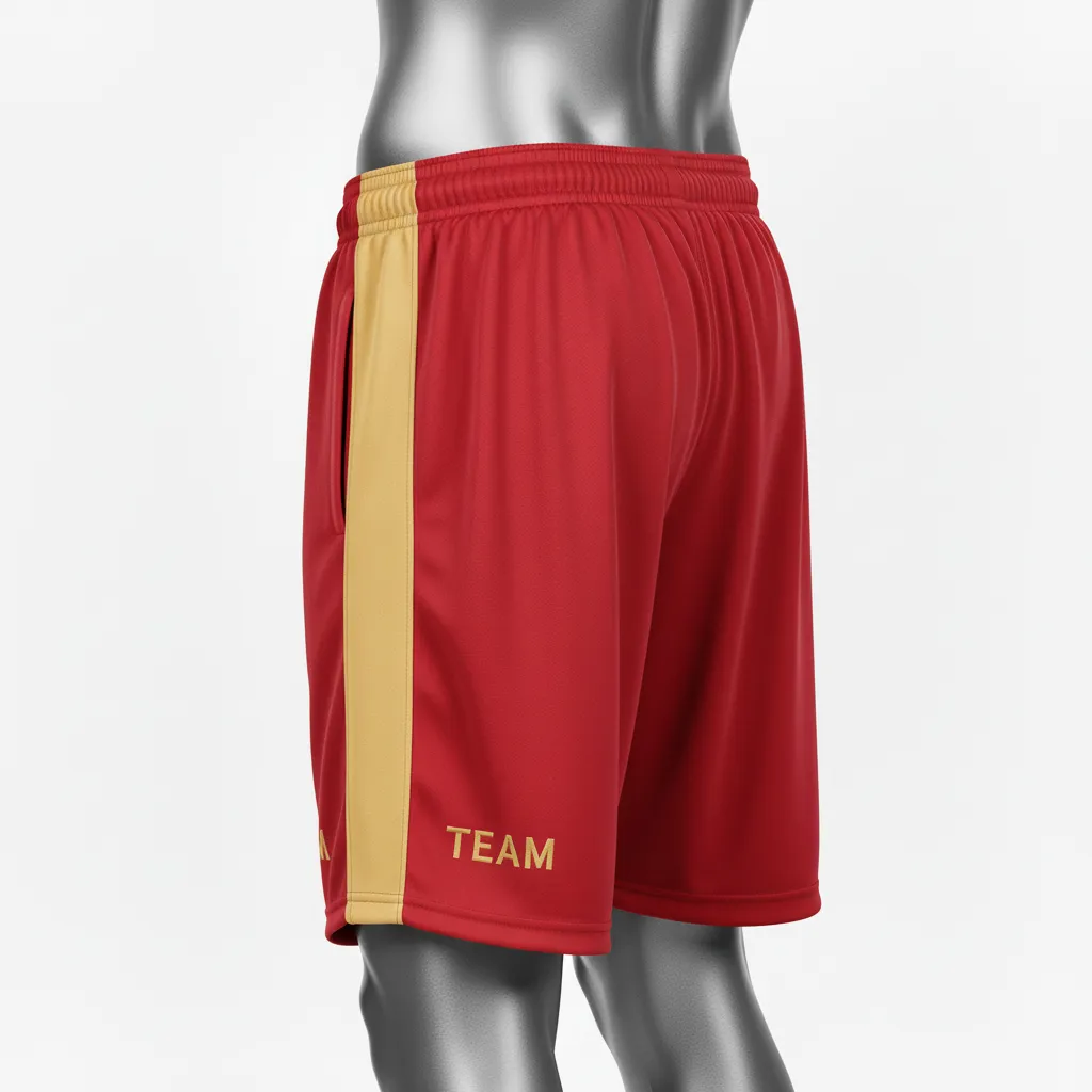Custom Wrestling Training Shorts - Gold - Training Shorts Cardinal Vegas Side Stripe - Side View - HAMCO Sports Inc.