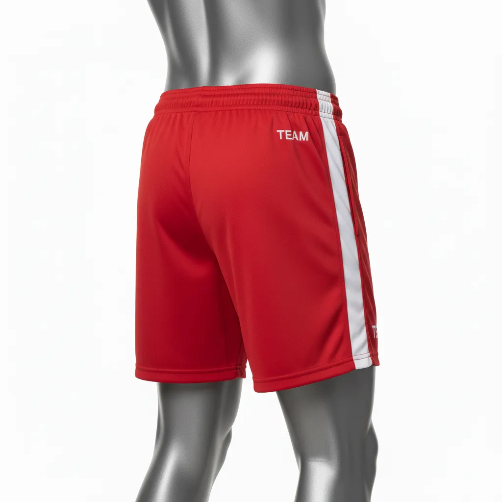 Custom Wrestling Training Shorts - White - Training Shorts Cardinal Side Stripe - Back View - HAMCO Sports Inc.