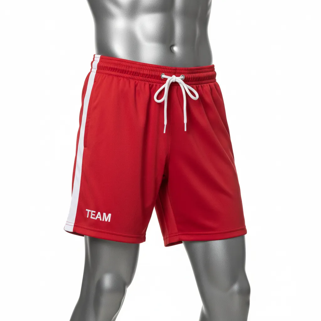 Custom Wrestling Training Shorts - White - Training Shorts Cardinal Side Stripe - Front View - HAMCO Sports Inc.