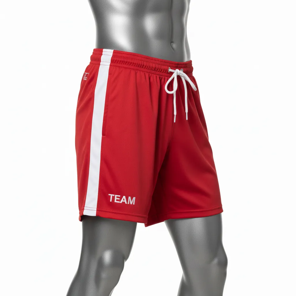 Custom Wrestling Training Shorts - White - Training Shorts Cardinal Side Stripe - Side View - HAMCO Sports Inc.