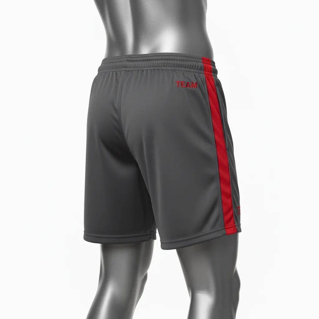 Custom Wrestling Training Shorts - Red - Training Shorts Charcoal Side Panel - Front View - HAMCO Sports Inc.