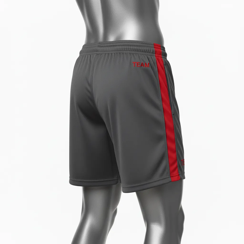 Custom Wrestling Training Shorts - Red - Training Shorts Charcoal Side Panel - Side View - HAMCO Sports Inc.