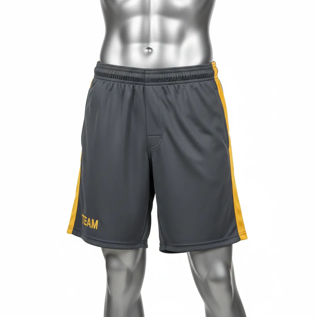 Custom Wrestling Training Shorts - Gold - Training Shorts Charcoal Vegas Side Panel - Front View - HAMCO Sports Inc.