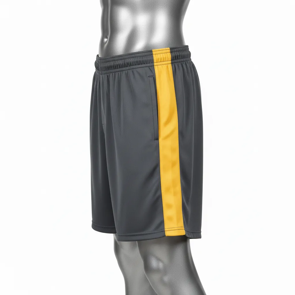 Custom Wrestling Training Shorts - Gold - Training Shorts Charcoal Vegas Side Panel - Side View - HAMCO Sports Inc.