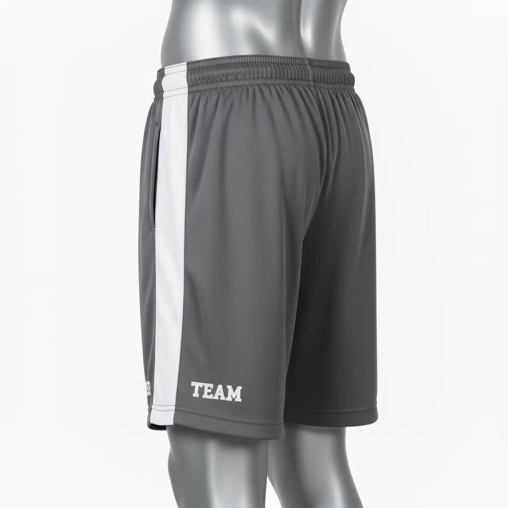 Custom Wrestling Training Shorts - White - Training Shorts Charcoal Side Stripe - Back View - HAMCO Sports Inc.