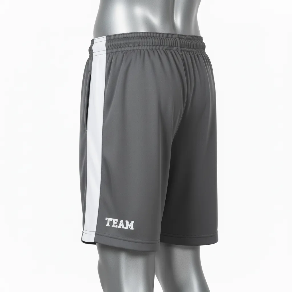 Custom Wrestling Training Shorts - White - Training Shorts Charcoal Side Stripe - Front View - HAMCO Sports Inc.