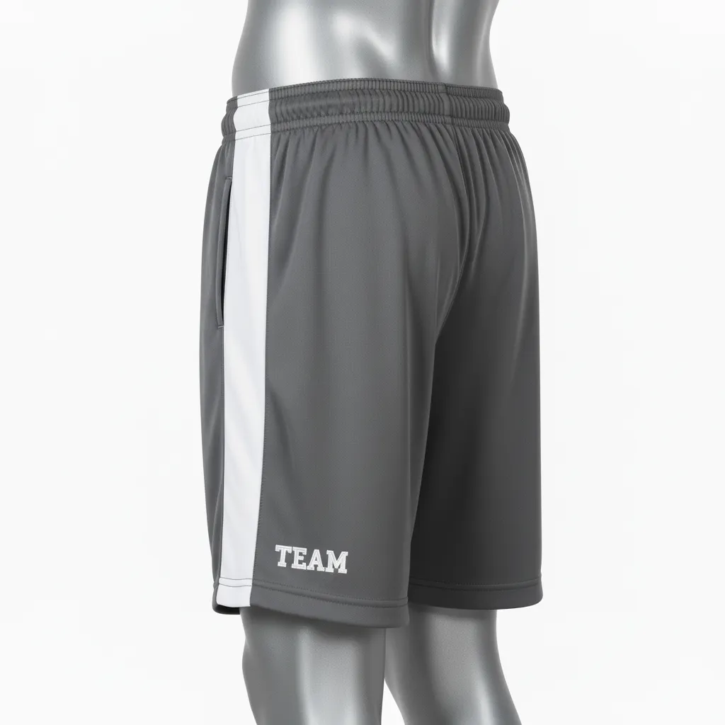 Custom Wrestling Training Shorts - White - Training Shorts Charcoal Side Stripe - Side View - HAMCO Sports Inc.