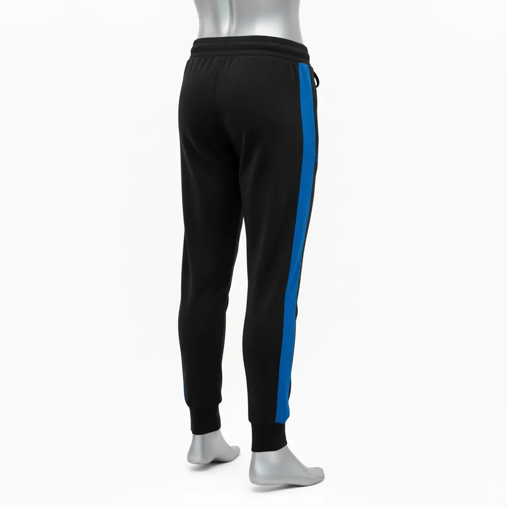 Custom Wrestling Warmup Jogger Pant - Black - Jogger Pants Royal Side Panel - Back View - HAMCO Sports Inc.