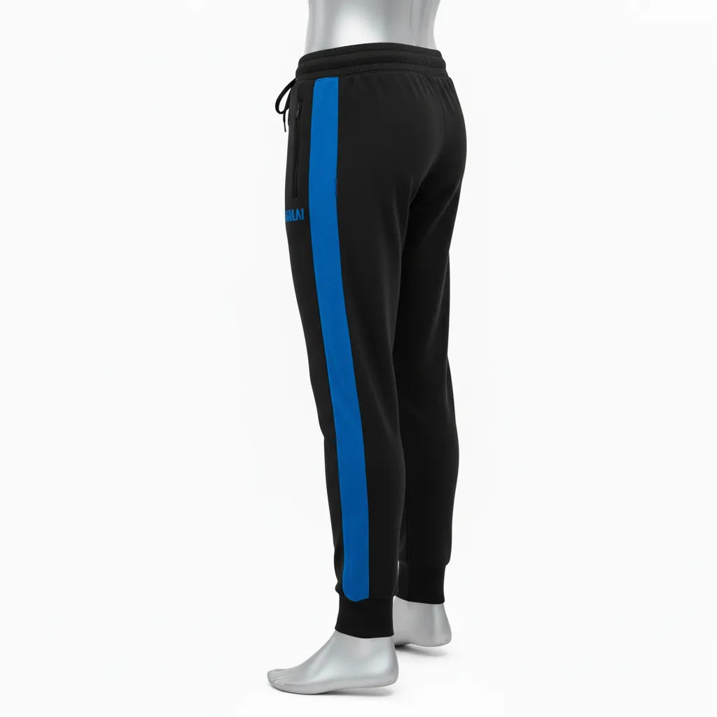 Custom Wrestling Warmup Jogger Pant - Black - Jogger Pants Royal Side Panel - Side View - HAMCO Sports Inc.