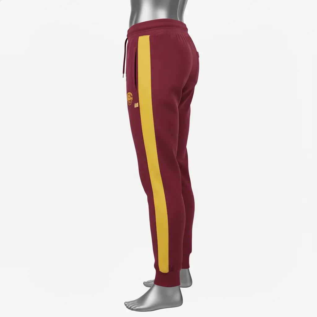 Custom Wrestling Warmup Jogger Pant - Burgundy, Gold - Jogger Pants Vegas Side Panel - Side View - HAMCO Sports Inc.