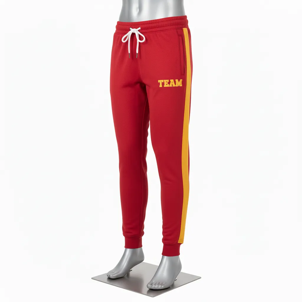 Custom Wrestling Warmup Jogger Pant - Gold - Jogger Pants Cardinal Vegas Side Panel - Front View - HAMCO Sports Inc.