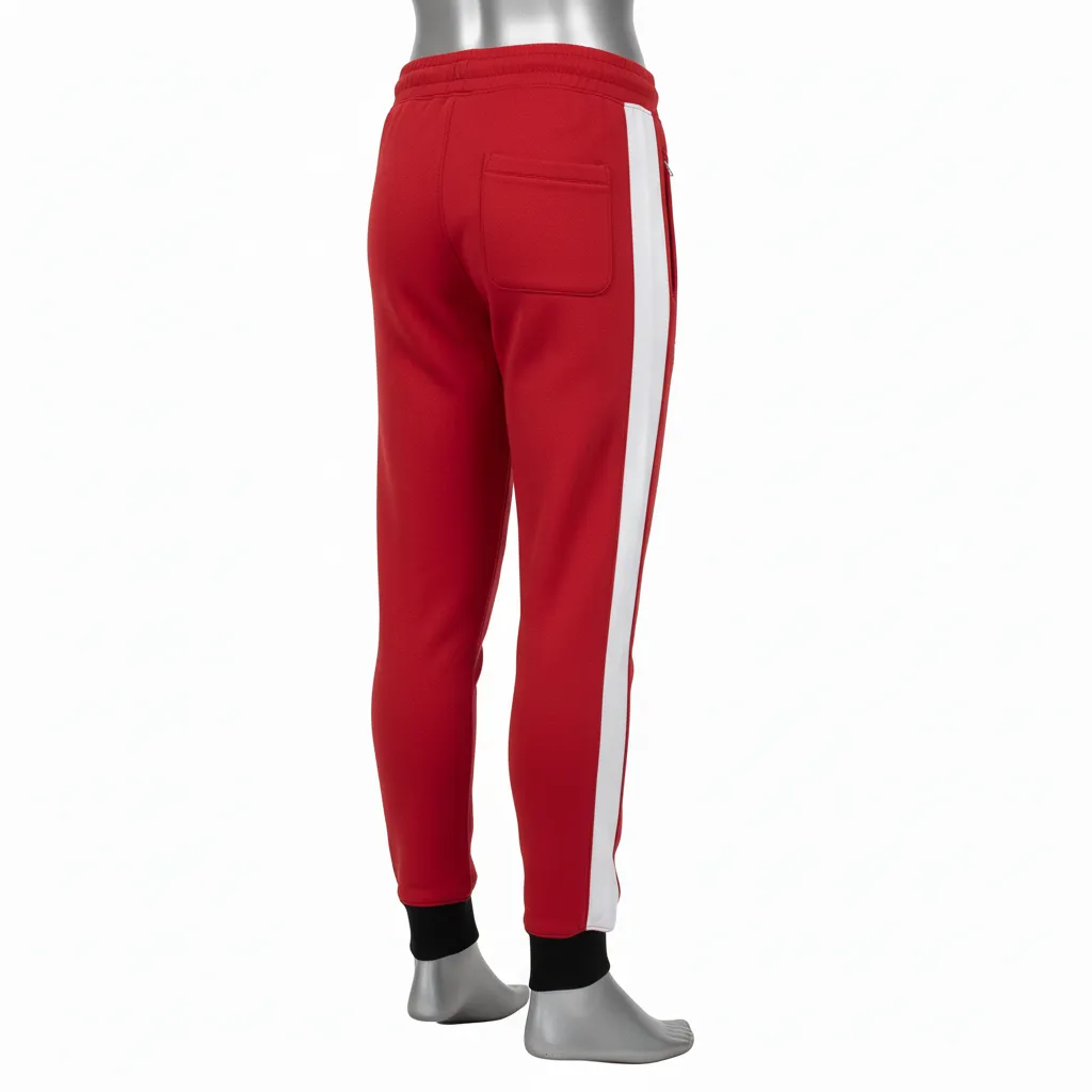 Custom Wrestling Warmup Jogger Pant - White - Jogger Pants Cardinal Side Panel - Back View - HAMCO Sports Inc.