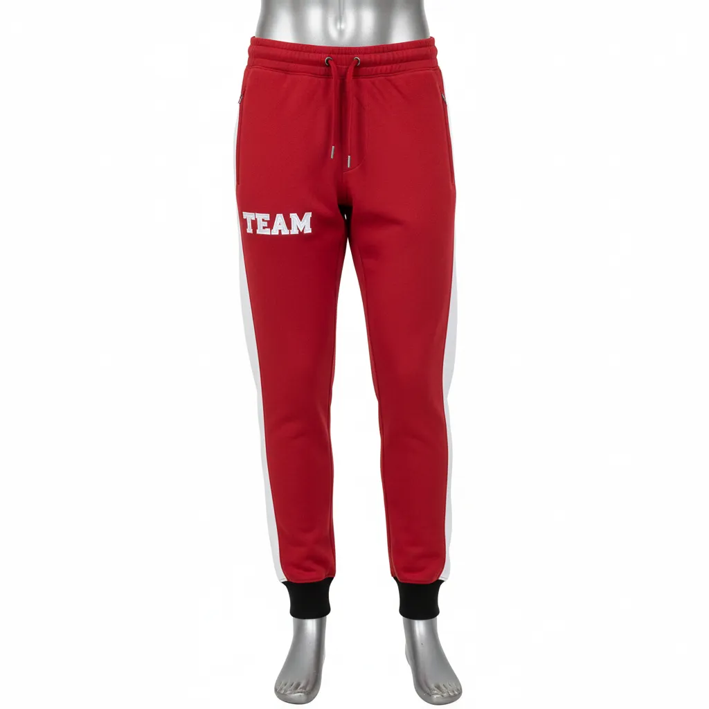 Custom Wrestling Warmup Jogger Pant - White - Jogger Pants Cardinal Side Panel - Front View - HAMCO Sports Inc.