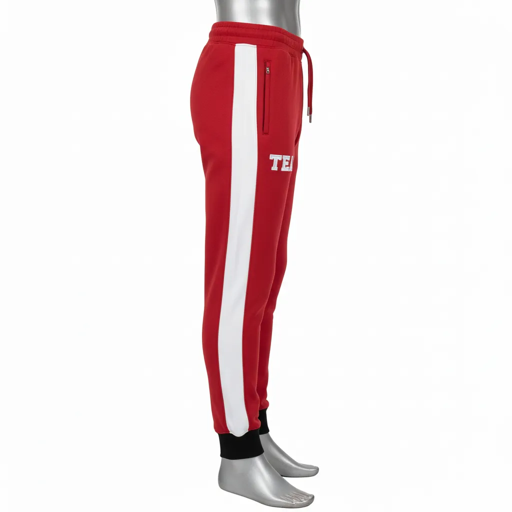 Custom Wrestling Warmup Jogger Pant - White - Jogger Pants Cardinal Side Panel - Side View - HAMCO Sports Inc.