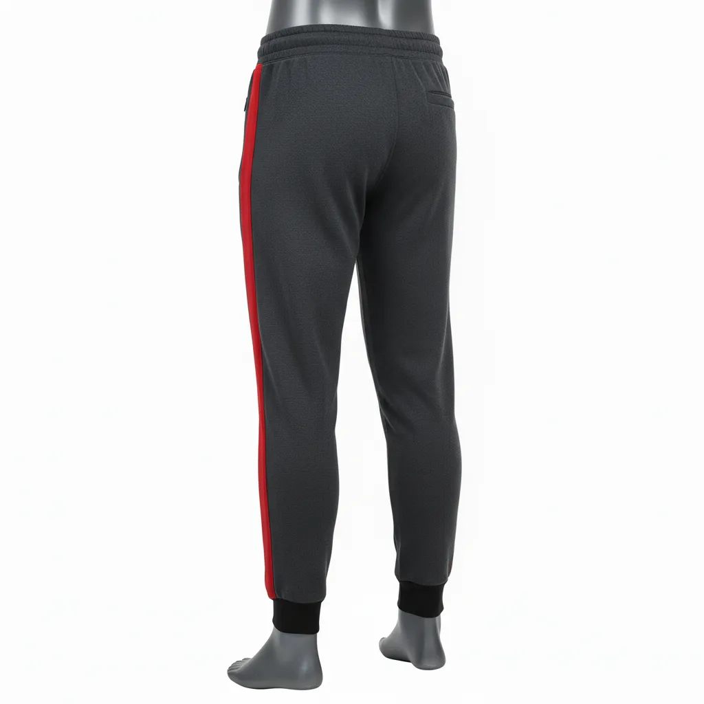 Custom Wrestling Warmup Jogger Pant - Red - Jogger Pants Charcoal Side Stripe - Back View - HAMCO Sports Inc.