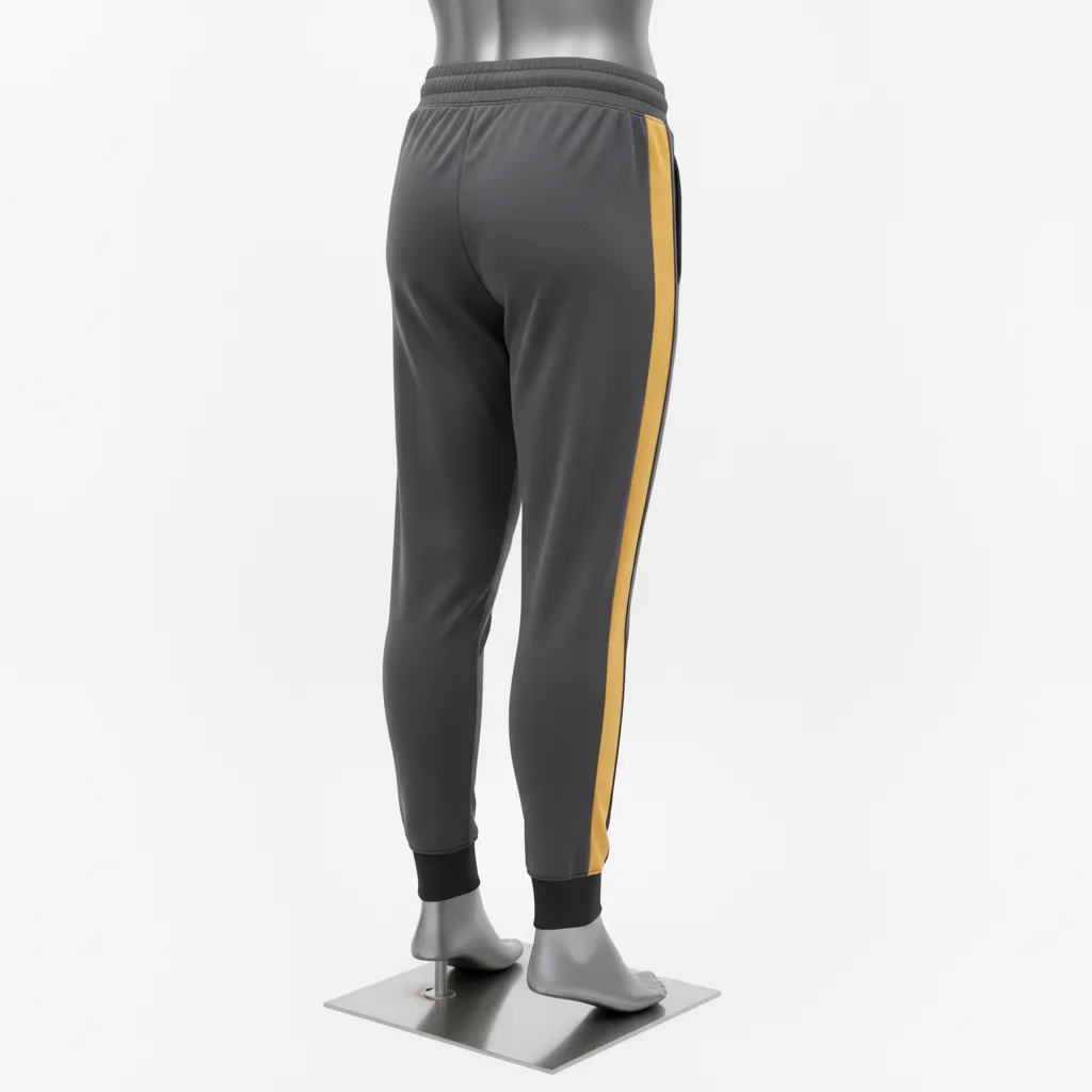 Custom Wrestling Warmup Jogger Pant - Gold - Jogger Pants Charcoal Vegas Side Stripe - Back View - HAMCO Sports Inc.
