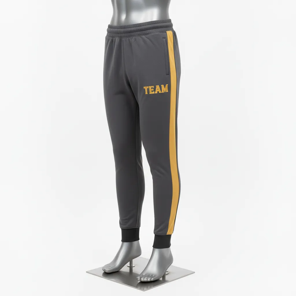 Custom Wrestling Warmup Jogger Pant - Gold - Jogger Pants Charcoal Vegas Side Stripe - Front View - HAMCO Sports Inc.