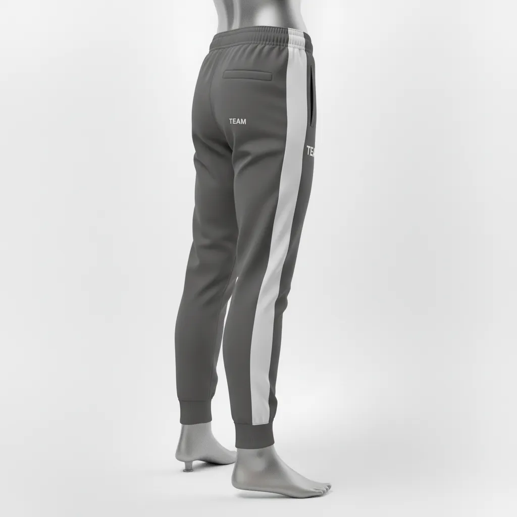 Custom Wrestling Warmup Jogger Pant - White - Jogger Pants Charcoal Side Panel - Side View - HAMCO Sports Inc.