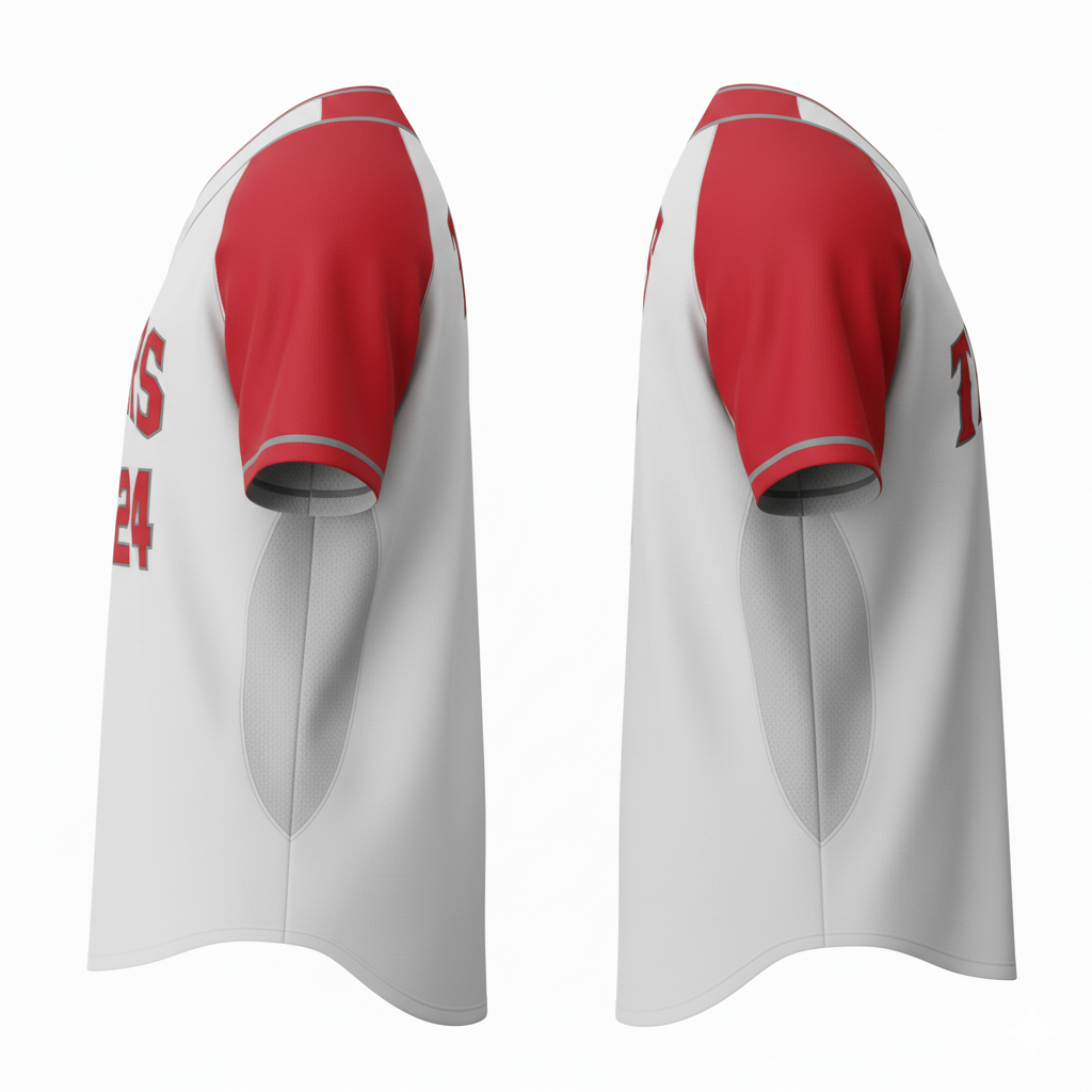 Custom Full Button Baseball Jersey - Side View - HAMCO Sports Inc.