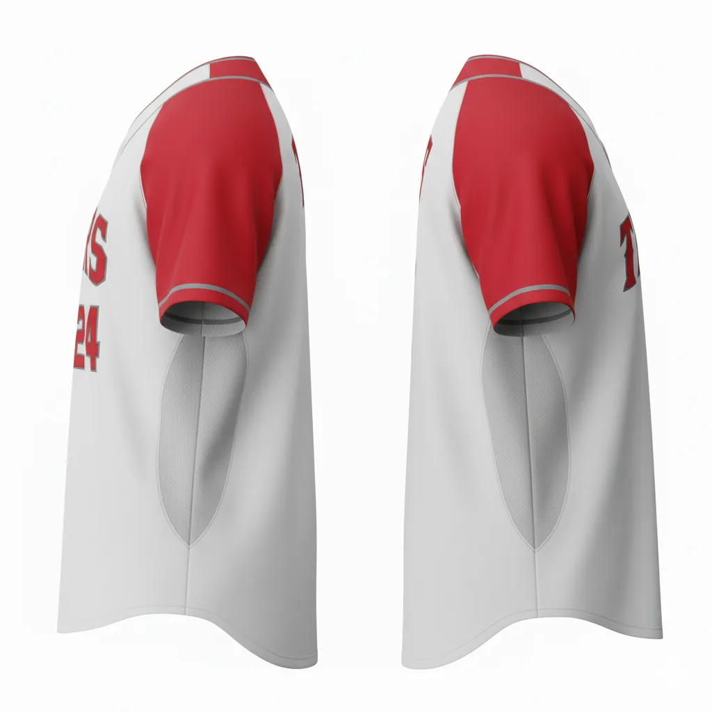 Custom Full Button Baseball Jersey - Side View - HAMCO