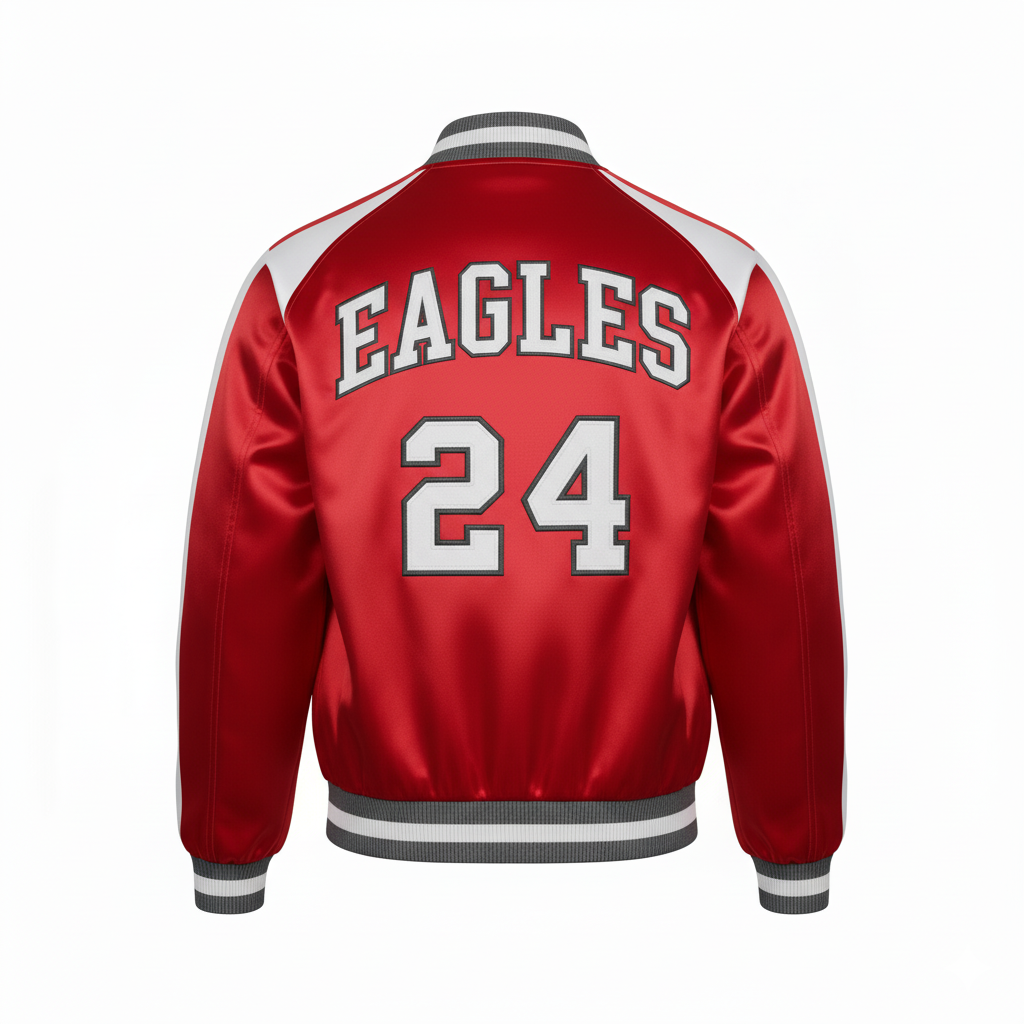 Custom Satin Dugout Jacket - Back View - HAMCO Sports Inc.