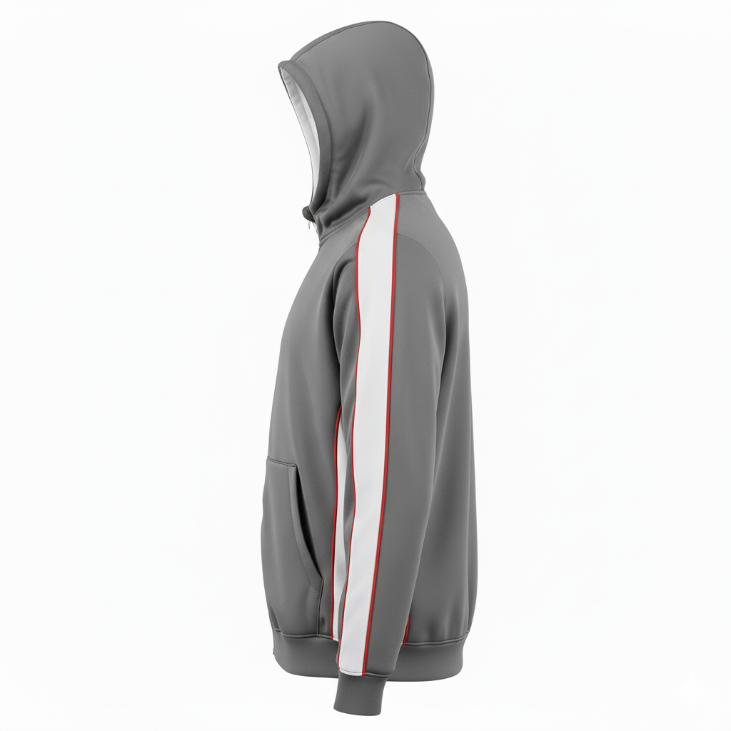 Custom Basketball Full Zip Hoodies - Side Profile View