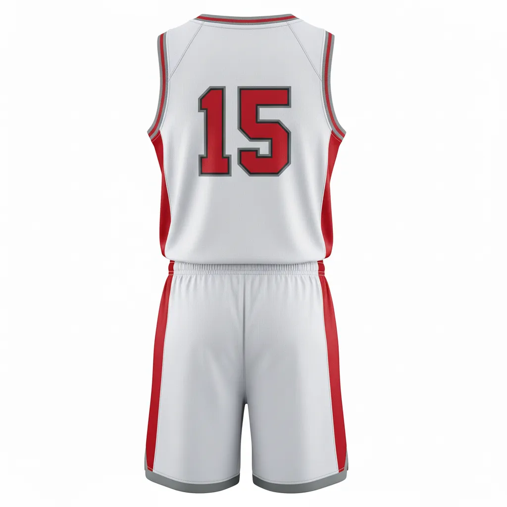 Custom Round Neck Basketball Uniforms - Back View with Number