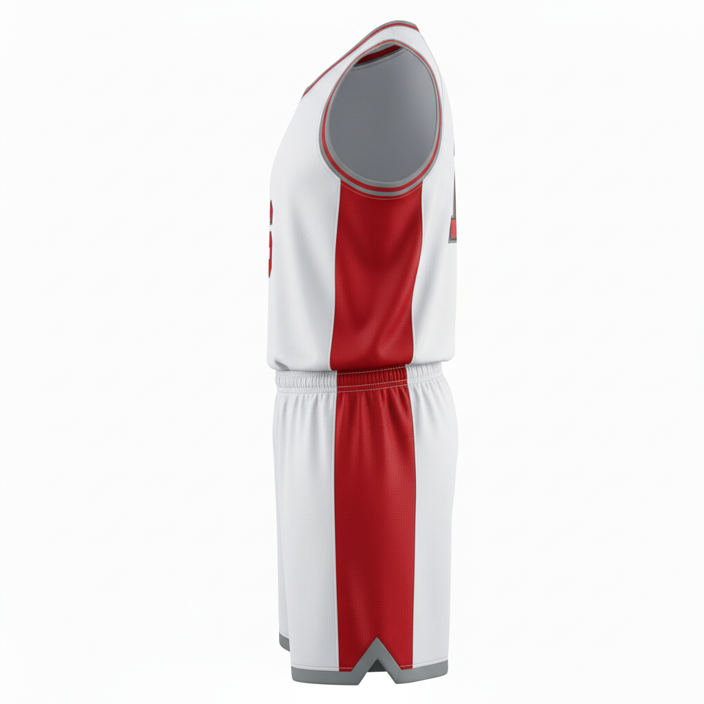 Custom Round Neck Basketball Uniforms - Side Profile View