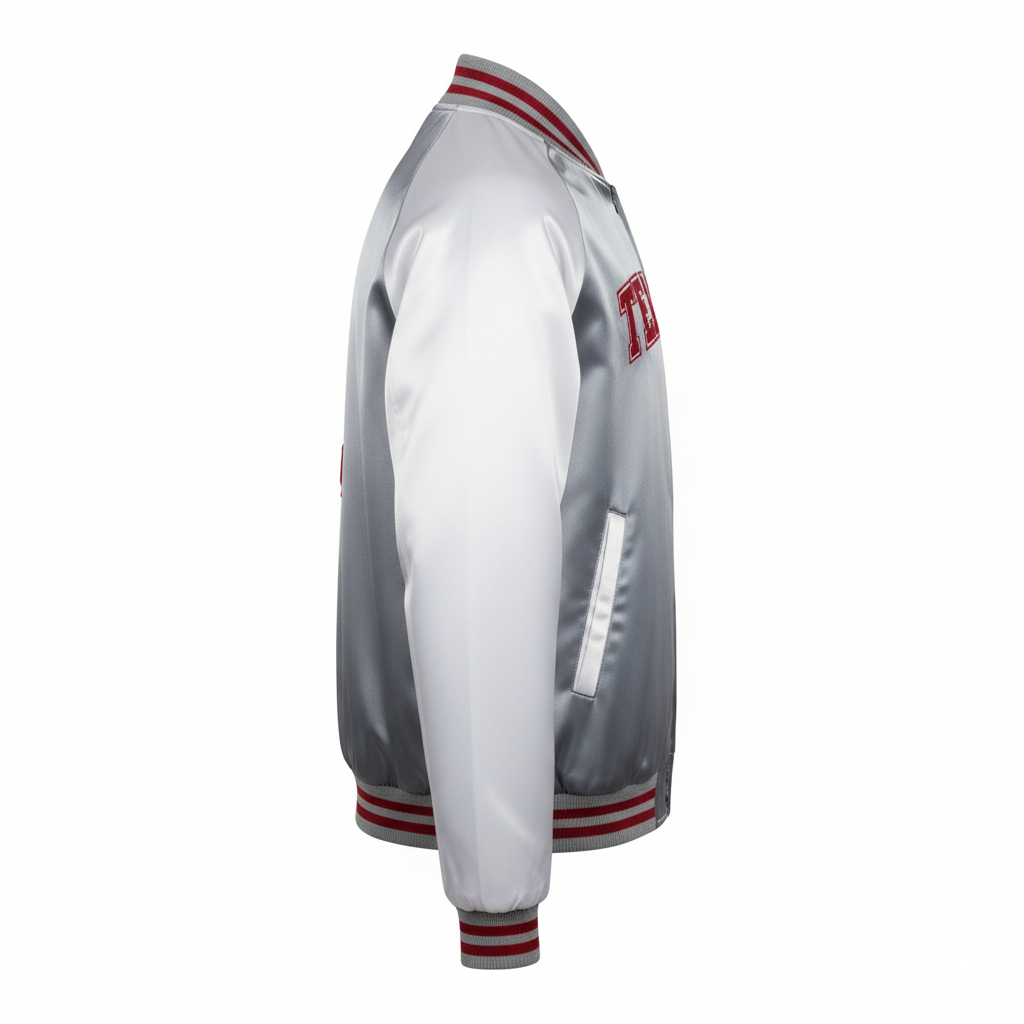 Custom Basketball Satin Bomber Jackets - Side Profile View