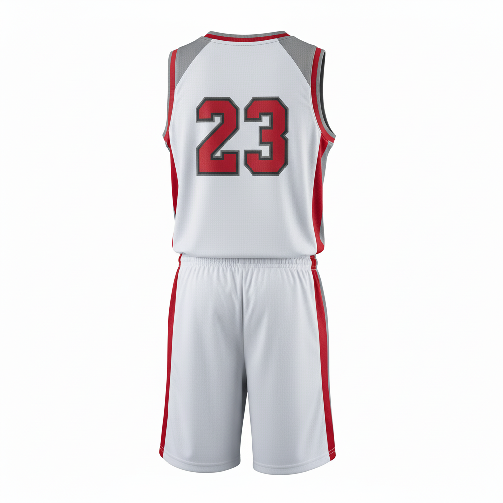 Custom V-Neck Basketball Uniforms - Back View with Number