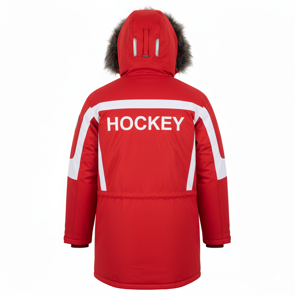 Custom Ice Hockey Parka Winter Jacket - Back View - HAMCO Sports Inc.