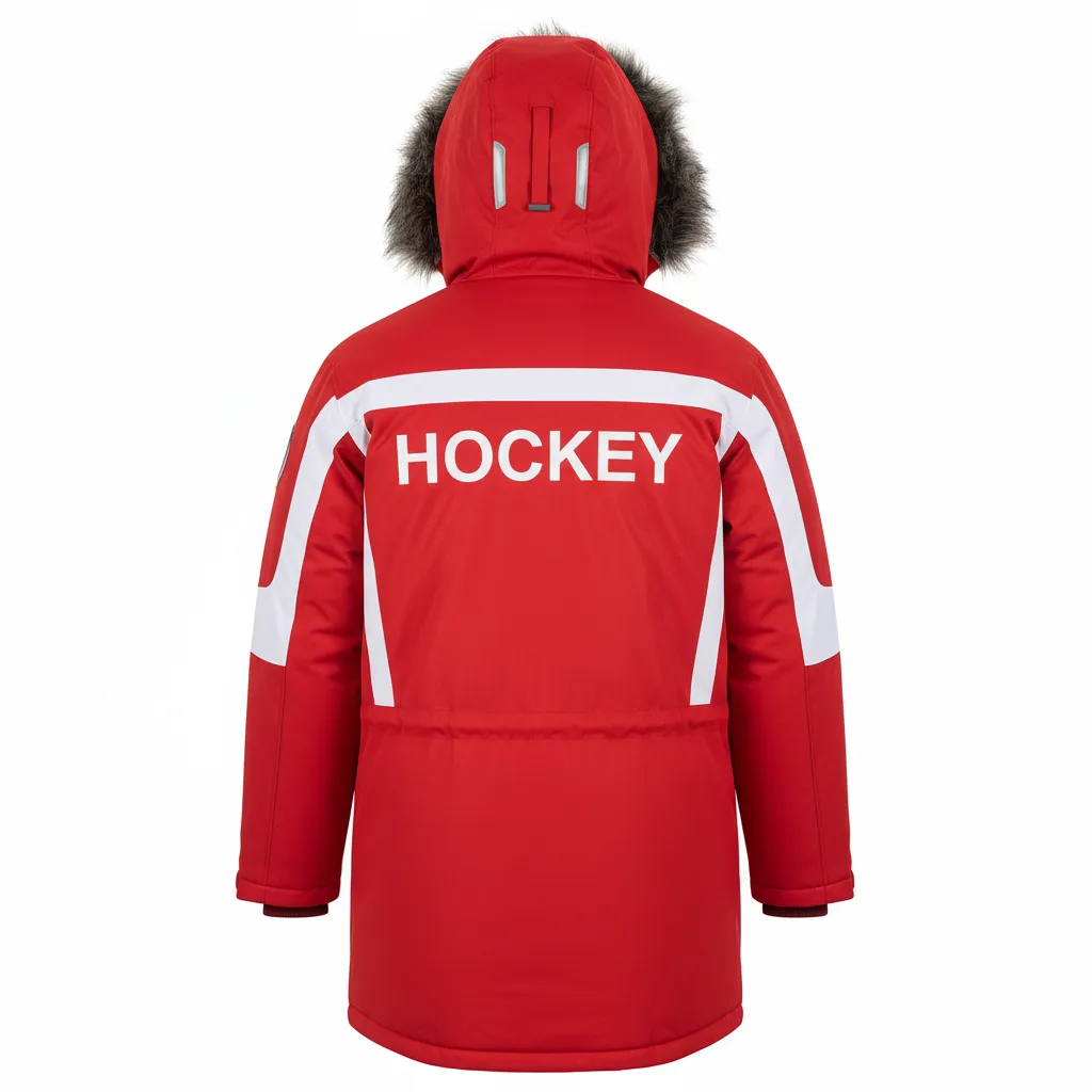 Custom Ice Hockey Parka Winter Jacket - Back View - HAMCO