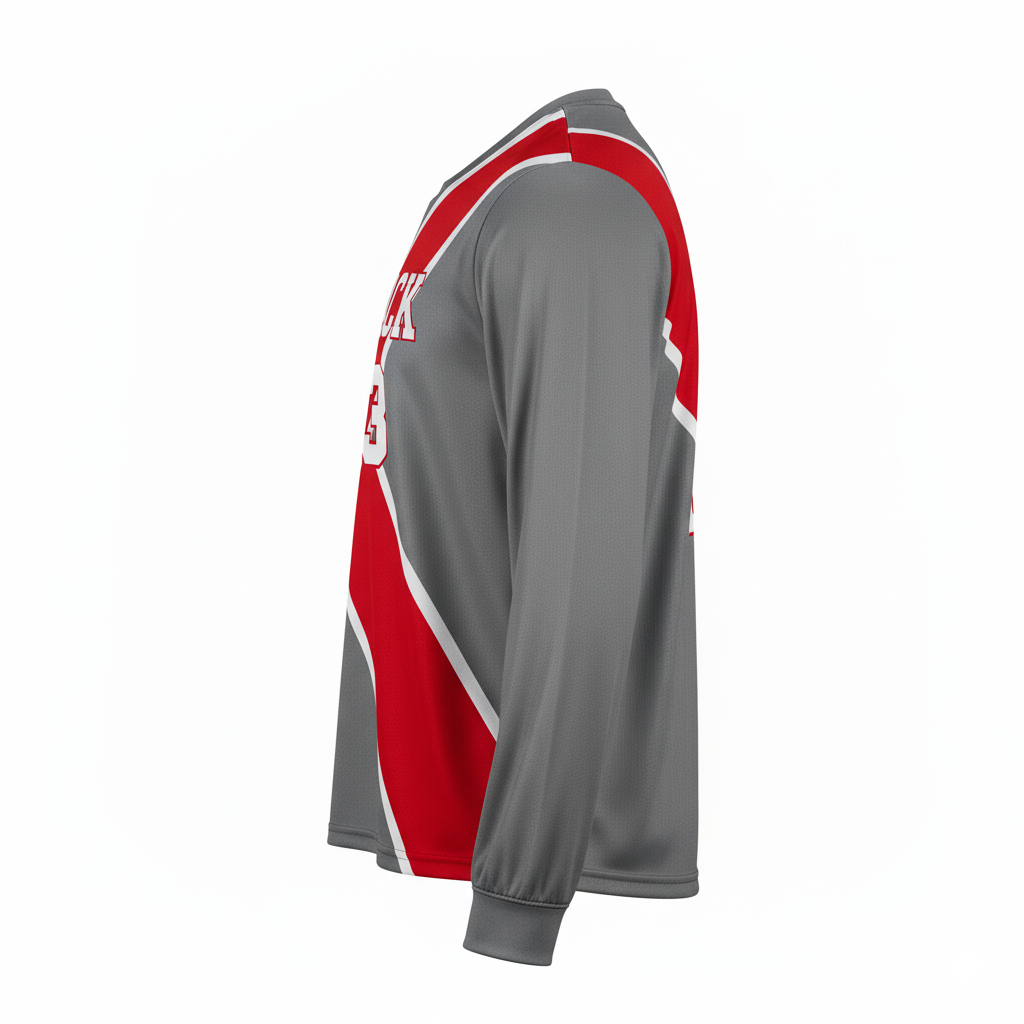Custom Lacrosse Long Sleeve T-Shirt - Side View - HAMCO Sports Inc.
